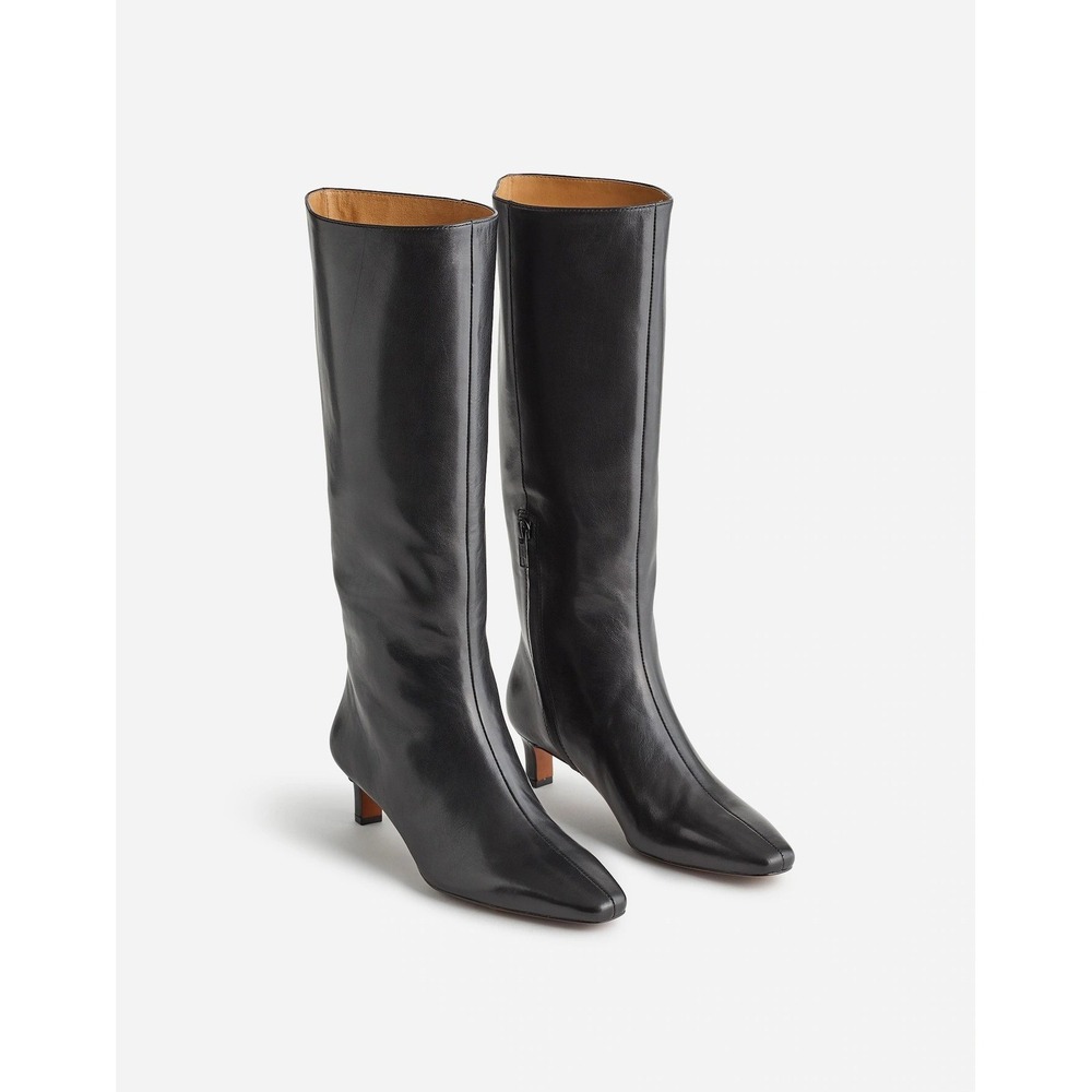 Madewell Black Leather Mid-Calf Heeled Boots